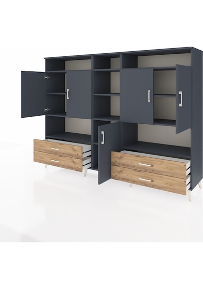 Hyperion Dolap 12 Raflı 4 Çekmeceli 5 Kapaklı 220x44x163 Antrasit Antrasit-antrasit/çam Hyperion Dolap 12 Raflı 4 Çekmeceli 5 Kapaklı 220x44x163 Antrasit Antrasit-antrasit/çam