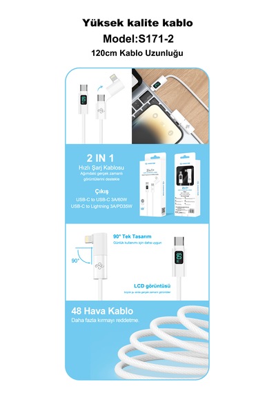 Eagleton S121-2 60W Lcd 120 CM Usb-c To Usb-c Kablo