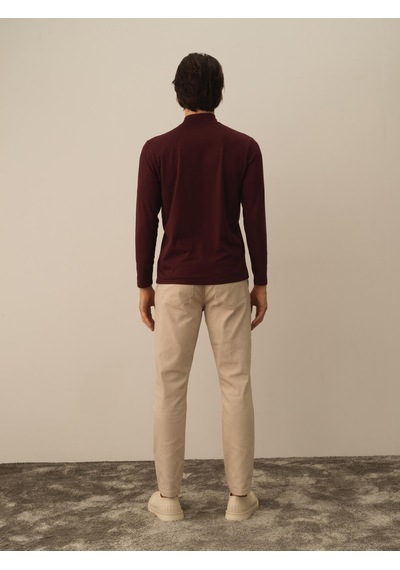 Xint Bordo Modal Dokulu Slim Fit Uzun Kollu Tişört 502040