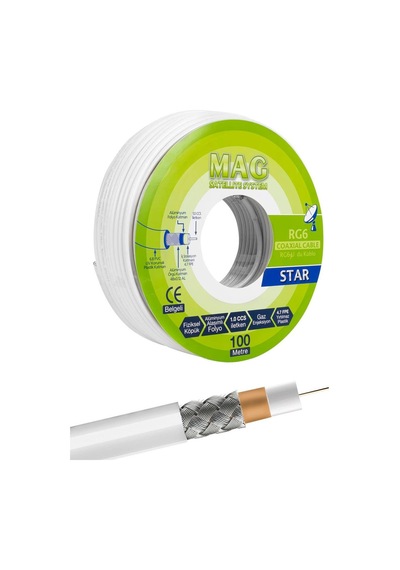 Mag Rg6-u4 İthal Uydu Anten Kablosu-100 Metre