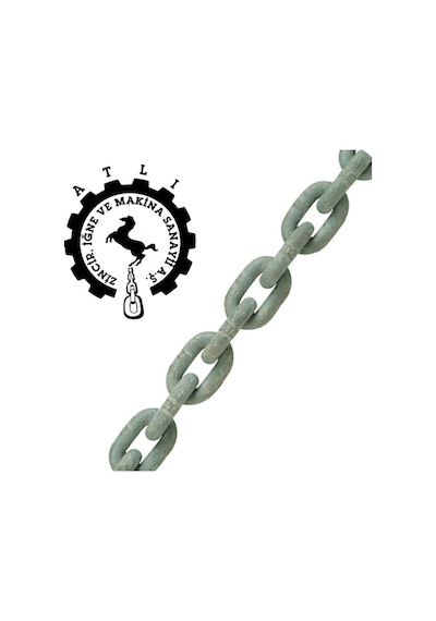 Galvanizli Tekne Irgat Zinciri. Atlı Marka. Kalibre Zincir. 50 KG 6MM Çuvalı 62 Mt
