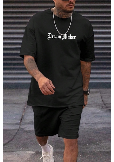Uyguntarz Dream Maker Baskılı Şort Takım Siyah