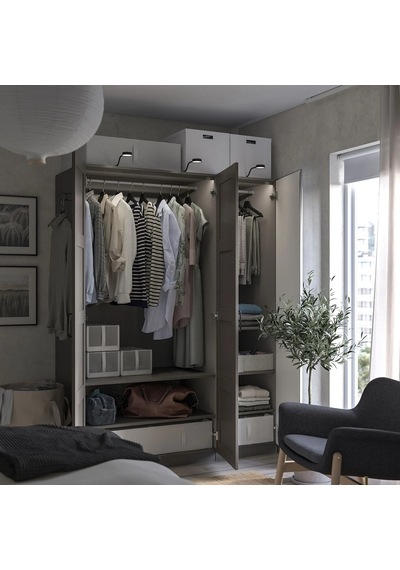 Ikea Koyu Gri Modern Kapaklı Gardırop 150x60x201 Cm