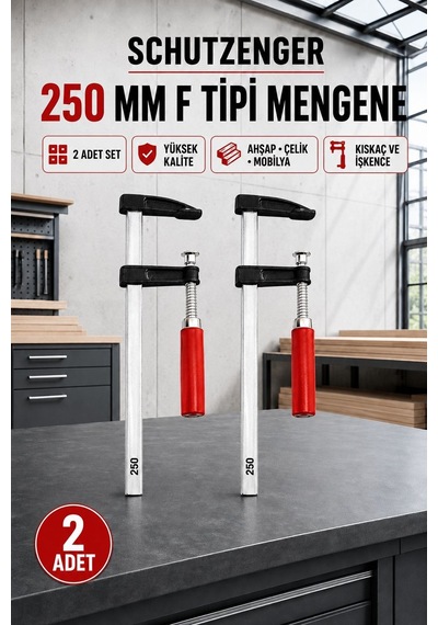 2 Adet 250mm F Tipi Mengene Ahşap Çelik Mobilya Mengenesi Kıskaç İşkence 2 Li Set 250-f2