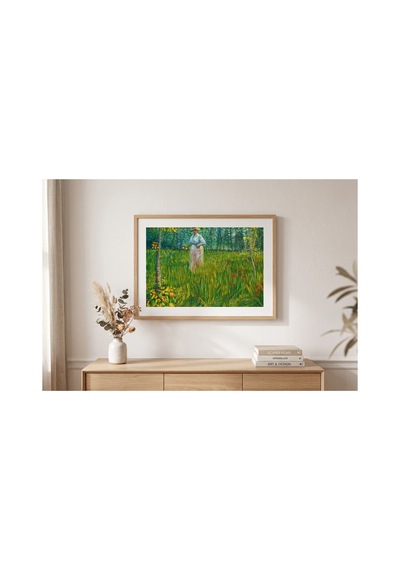 Van Gogh Bahçede Yürüyen Kadın Çerçevesiz Poster 30x42 Cm A3 Tablo Duvar Dekoru Mat Fotoğraf Kağıdı