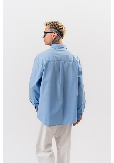 Respire Erkek Poplin Oversize Gömlek Bebe Mavi Bebek Mavi