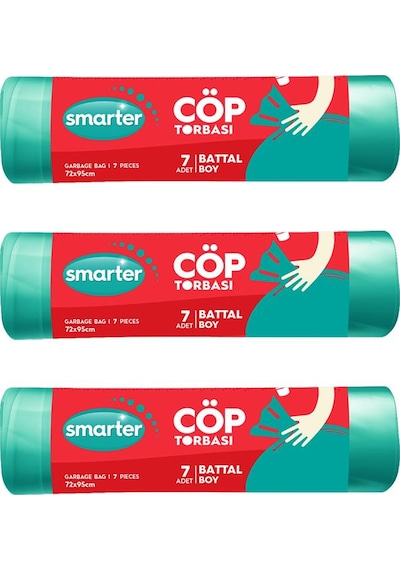 Smarter 3'lü Battal Boy Çöp Torbası Çöp Poşeti