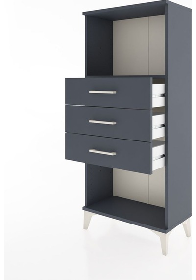 Hyperion Dolap Tek Raflı 3 Çekmeceli 60x44x134 Antrasit-antrasit Antrasit