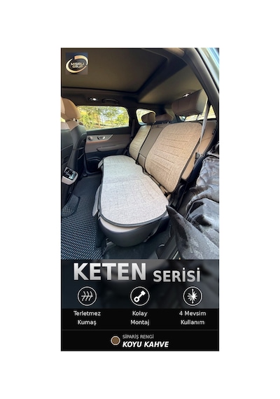Fiat Egea Cross 2020-2026 Ön Ve Arka Koltuk Terletmez Dolgulu Keten Koltuk Minder / Kılıf Set Kahve