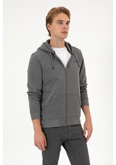 U.S. Polo Assn. Erkek Regular Fit Antrasit Melanj Şardonlu Örme Hırka 50313755-VR081