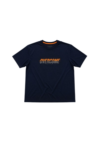 Battal Moda Erkek Büyük Beden Lacivert Bisiklet Yaka Kısa Kollu Overcome Tişört 3xl-4xl-5xl-6xl