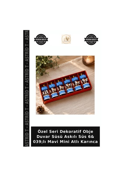 Özel Seri Dekoratif Obje Duvar Süsü Askılı Süs 6& 039 Lı Mavi Mini Atlı Karınca