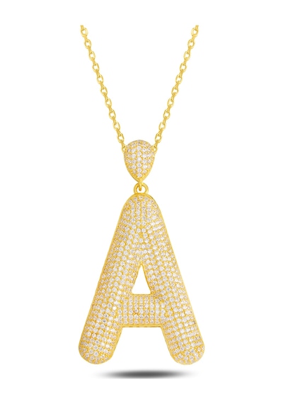 Brezza Lusso Jewelry 18k Serie Oro A Harfi Kadın Gümüş Kolye 50 CM 50 CM