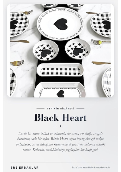 Tr Black Heart 21 Parça 6 Kişilik Lüx Kahvaltı Takımı, Kahvaltı Seti Genel