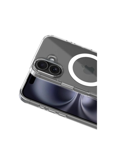 Apple iPhone Uyumlu 16 Combo Sert Şeffaf Magsafe Kapak - Şeffaf Düz Renkli