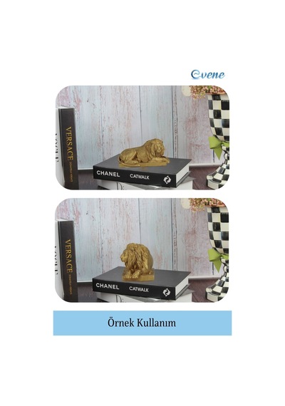 Dekoratif Biblo Yeleli Aslan Heykel El Yapımı Hediyelik Süs Eşyası Model Aslan3 - Altın