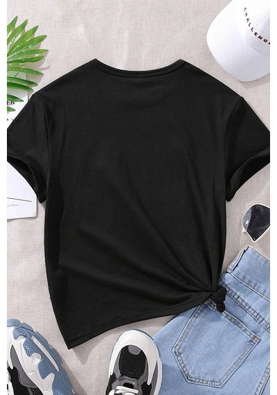 Uyguntarz Çocuk Aesthetic Pamuklu Tshirt Siyah