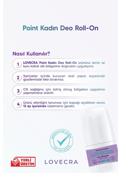 Doğal Kadın Deo Roll On 24 Saat Etkili Terleme Önleyici Ter Kokusuna Karşı Koruma Ferahlık 50 Ml