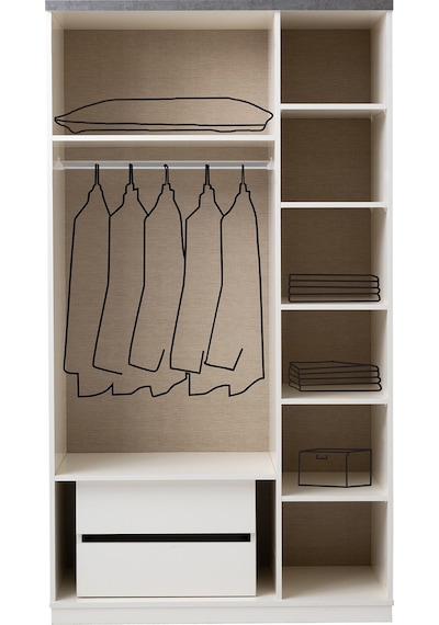 İrem 3 Kapaklı Çekmeceli Gardrop 120x60x215cm Beyaz - Gri