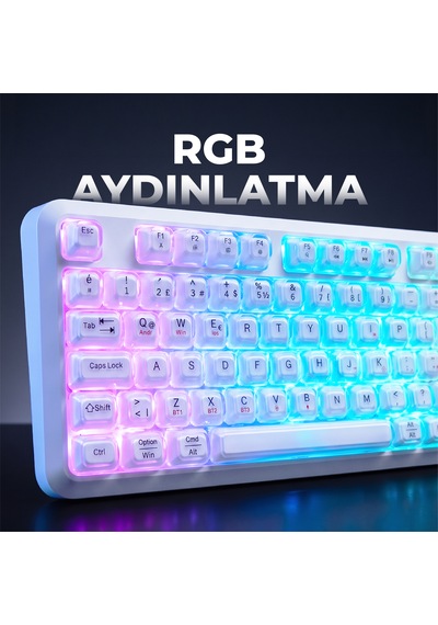 Geezer Crystal Kablolu/kablosuz Bt Wireless Bağlantı Türkçe Q Klavye Beyaz Sk-710ctm