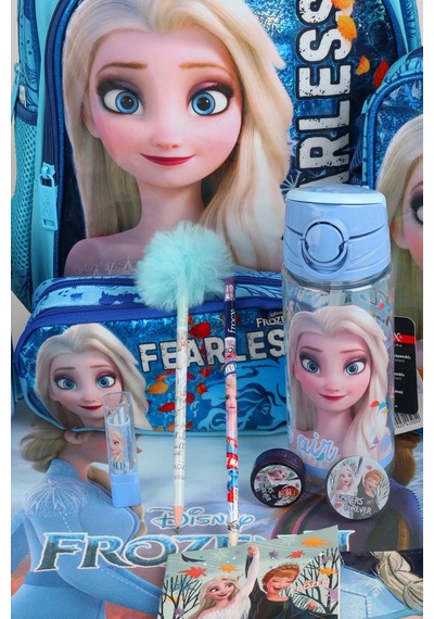 X Dekomus Lisanslı "fearless Collection" Elsa Frozen Okul Ve Kırtasiye Seti Okul,termoslu Beslenme Ve Kalem Çantası,matara,beslenme Kabı Altın