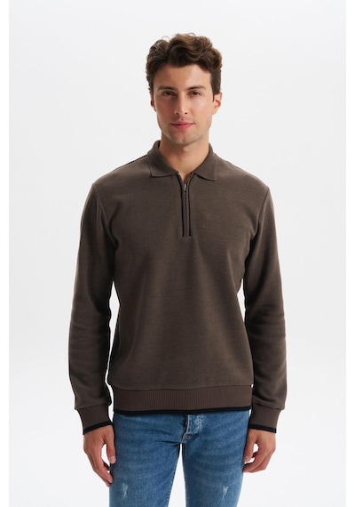 AR-MA Arma Erkek Selanik Kumaş Polo Yaka Yarım Fermuarlı Regular Fit Sweatshirt Kazak K30554697902 Kahverengi AR-MA Arma Erkek Selanik Kumaş Polo Yaka Yarım Fermuarlı Regular Fit Sweatshirt Kazak K30554697902 Kahverengi