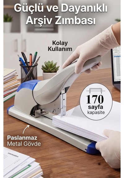 Büyük Boy Zımba Makinesi 1 Adet Kangaro Ds-23s20fl Arşiv Tipi Zımba Makinası 170 Yaprak Kapasiteli Zımba Teli Kollu