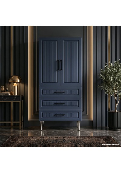 Nantucket Çok Amaçlı Dolap 60 Cm 2 Kapak 3 Çekmece Soft Lacivert - Çok Amaçlı Erzak Dolabı Beyaz Nantucket Çok Amaçlı Dolap 60 Cm 2 Kapak 3 Çekmece Soft Lacivert - Çok Amaçlı Erzak Dolabı Beyaz