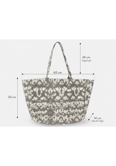 İcone Bag Icone Degrade Baskılı Kanvas Omuz Çantası, Degrade Plaj Çantası, Plaj Çantası, Beach Bag Gri