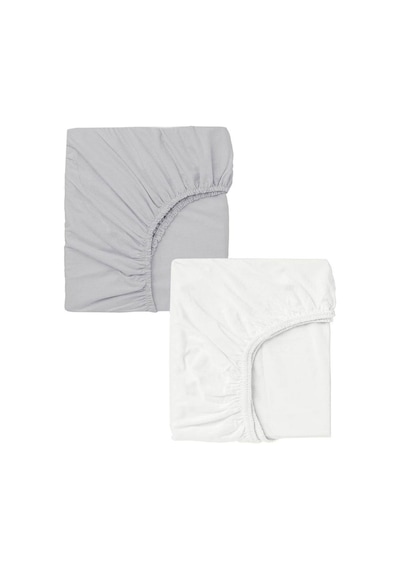 2 Adet 50x90 Cm Anne Yanı Lastikli Penye Kumaş Bebek Çarşafı-beyaz-gri
