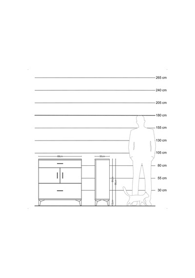 Arges Şifonyer 2 Raflı 2 Çekmeceli 2 Kapaklı 88x30x96 Aytaşı-çam Aytaşı