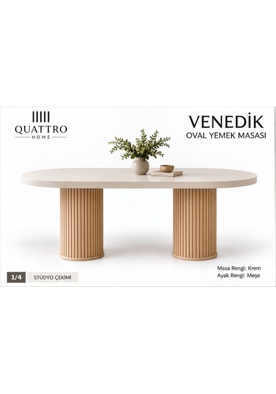 Venedik Yemek Masası Abanoz - Beyaz