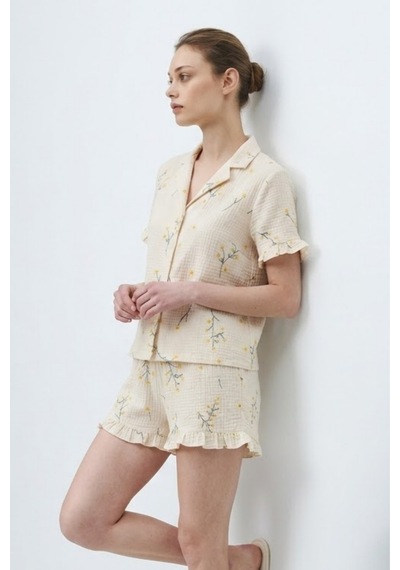Kadın Premium Fırfırlı Çok Renkli Pijama Takımı