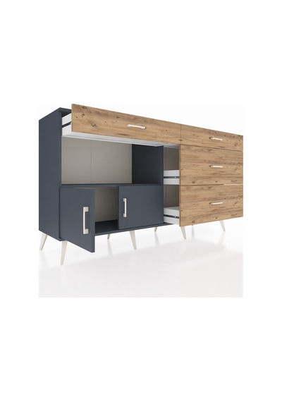 Hyperion Konsol Tek Raflı 4 Çekmeceli 2 Kapaklı 176x44x99 Antrasi Antrasit-antrasit/çam Hyperion Konsol Tek Raflı 4 Çekmeceli 2 Kapaklı 176x44x99 Antrasi Antrasit-antrasit/çam