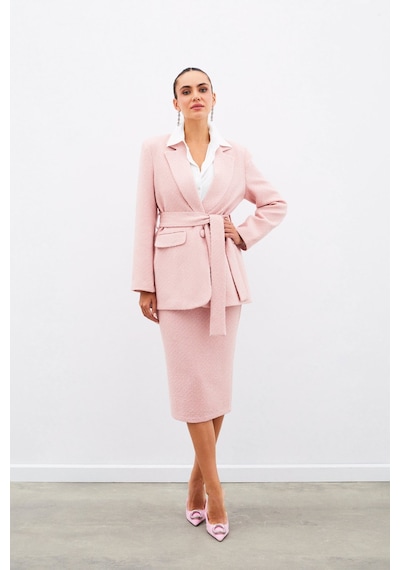 Sateen Midi Boy Tüvit Etek - Pudra-135029 Pudra