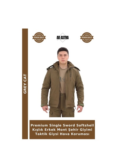 Grey Cat Premium Single Sword Softshell Kışlık Erkek Mont Şehir Giyimi Taktik Giysi Hava Koruması Çok Renkli