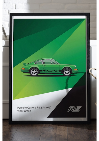 Rs Siyah Ahşap Çerçeveli Poster, Dekoratif Araba Duvar Tablosu
