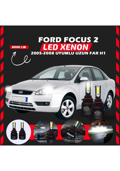 Ford Focus 2 2005-2008 Uzun Far Uyumlu Şimşek Etkili Led Xenon Light Series H1