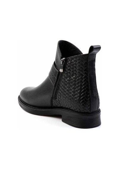 Siyah Siyah Hakiki Deri Kadın Bot & Bootie K02531270003 Siyah
