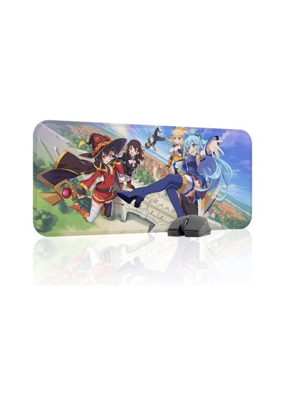 Konosuba Kaymaz Dikişli Kauçuk Oyuncu Mousepad V2 - 70x30 Xl Gaming Mouse Pad Fare Altlığı