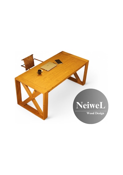 Neiwel Diaz Doğal Ahşap Çalışma Ve Ofis Masası-100cm-200cm Açık Ceviz