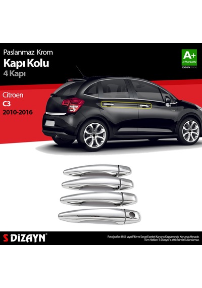 S-Dizayn Citroen C3 Krom Kapı Kolu 4 Kapı 2010-2016