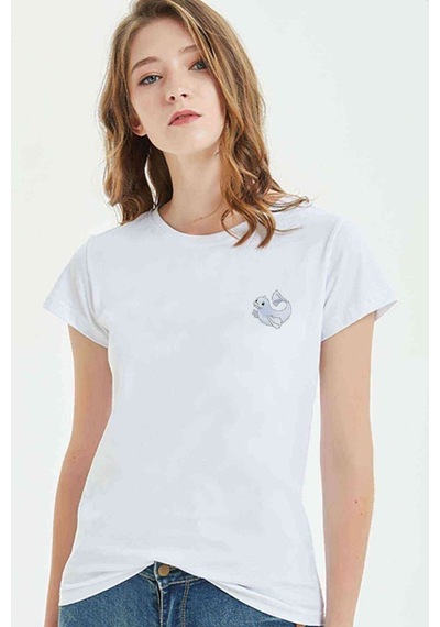 Pokemon Avengermon Dewgong Jugon Baskılı Beyaz Kadın Tshirt