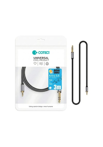 6.5mm To 3.5mm Aux Jack Ses Kablosu Jak Dönüştürücü Gitar Amfi Hoparlör Bağlantı Kablosu 3 Metre