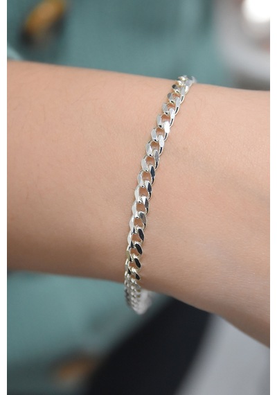 Papatya Silver 925 Ayar Gümüş Rodyum Zincir Bileklik