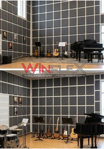 Akustik Kumaş Kaplı Panel-60x60cm Antrasit Gri