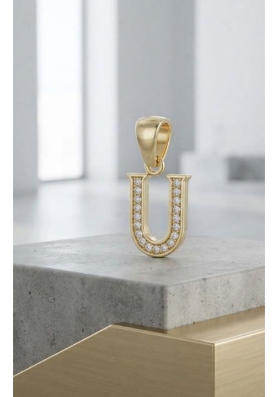 Xupıng Zirkon Taşlı U Harf Kolye Ucu 1 Cm 154.17 Altın