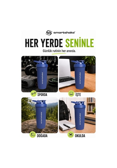 Smartshake Reforce Paslanmaz Çelik Serisi 900 Ml Navy Mavi Protein Shaker