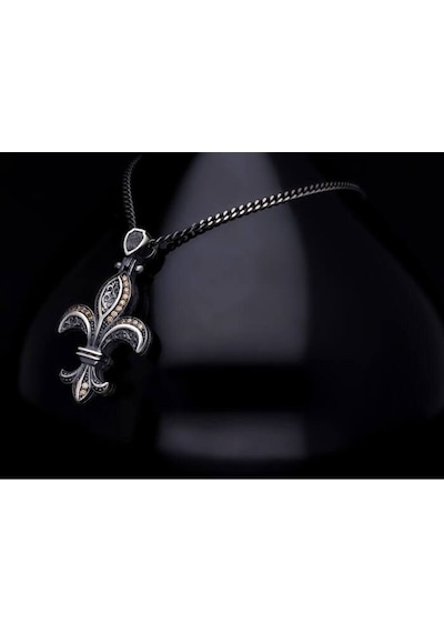 Vog Oksitli Fleur De Lis 1 Zirconia Taşlı 925 Ayar Gümüş Sevgiliye Eşe Babaya Kolye