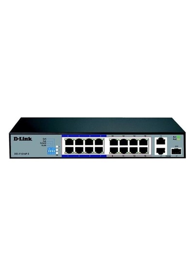 D-lınk 16port 150w Full Poe Des-f1016p-e 10/100 1x Sfp Yönetilemez Poe Switch